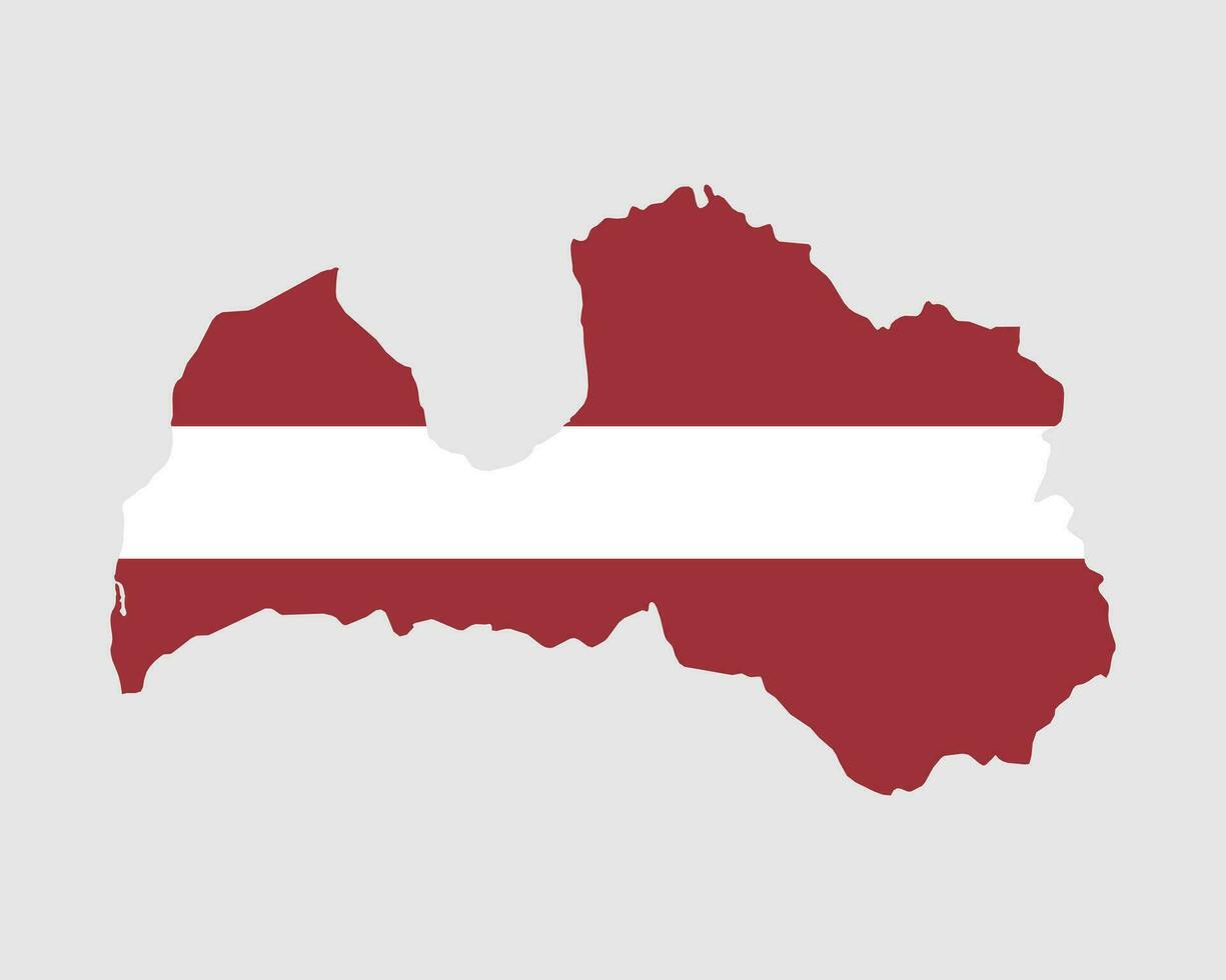 Latvia Map Flag. Map of the Republic of Latvia with the Latvian country banner. Vector Illustration.