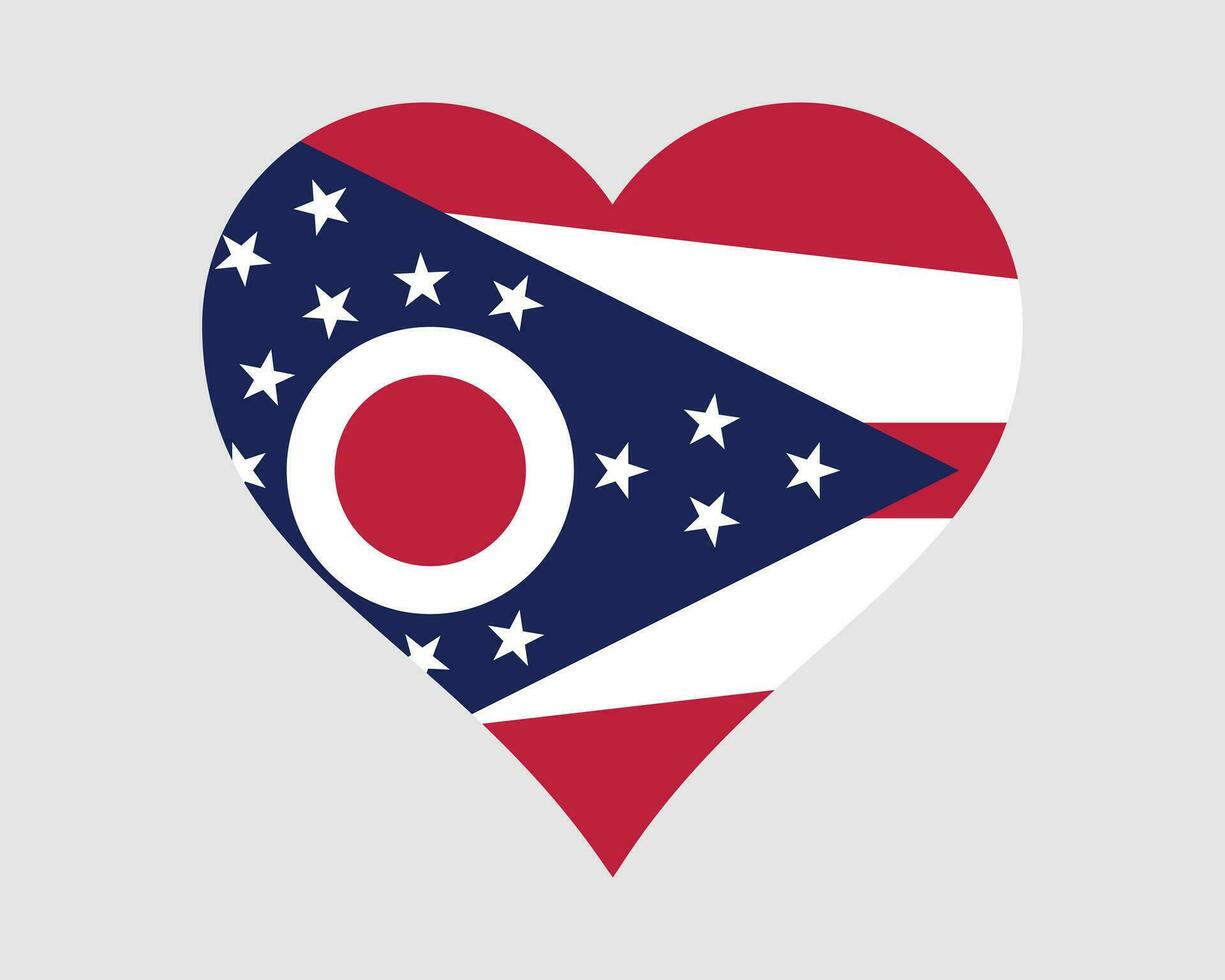 Ohio Estados Unidos corazón bandera. Oh nosotros amor forma estado bandera. castaño de indias estado unido estados de America bandera icono firmar símbolo clipart. eps vector ilustración.