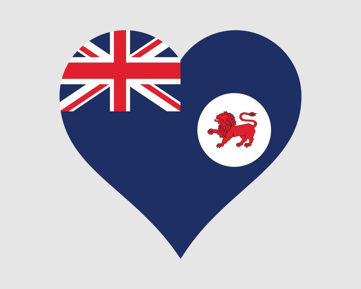 Tasmania Australia Heart Flag. TAS Tassie AUS Love Shape Flag. Tasmanian Australian State Banner Icon Sign Symbol Clipart. EPS Vector Illustration.