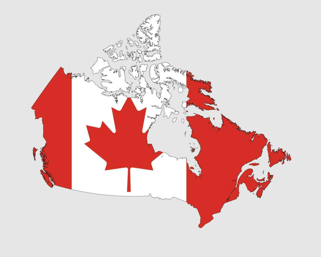 Canada Map Flag. Map of Canada with the Canadian country flag. Vector Illustration.