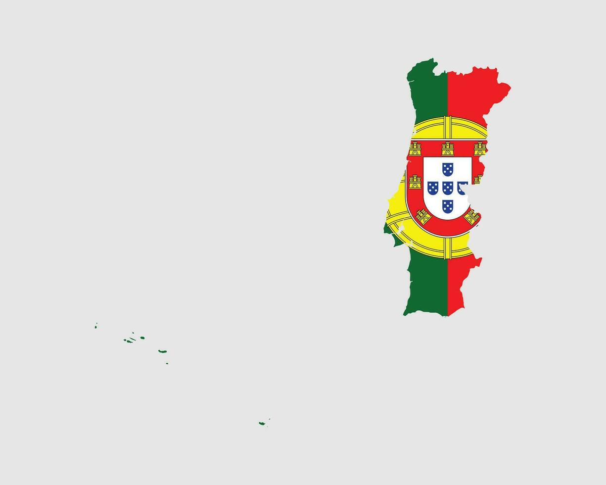 Portugal bandera mapa. mapa de el portugués república con el portugués país bandera. vector ilustración.