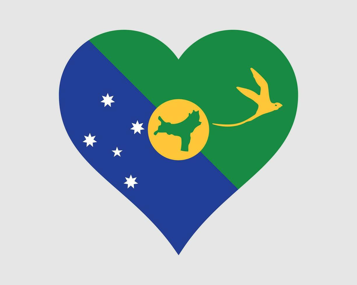 Christmas Island Heart Flag. Christmas Island Love Shape Flag. Australian External Territory of Australia Banner Icon Sign Symbol Clipart. EPS Vector Illustration.
