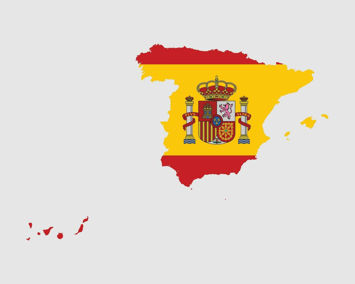 Spain Flag Map. Map of the Kingdom of Spain with the Spanish country banner. Vector Illustration