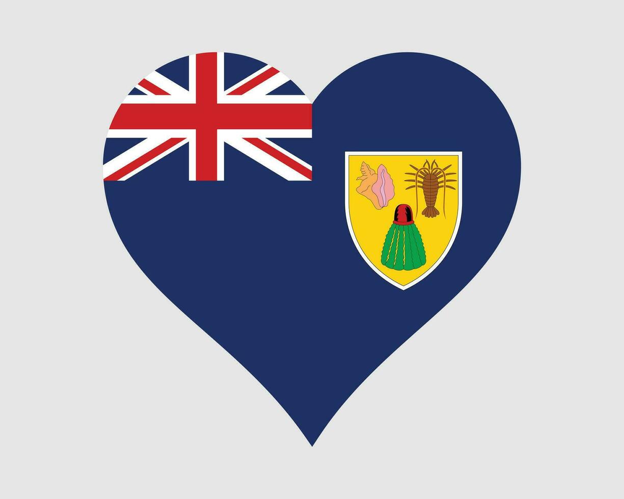 turcos y caicos corazón bandera. turcos y caicos amor forma bandera. británico de ultramar territorio bandera icono firmar símbolo clipart. eps vector ilustración.