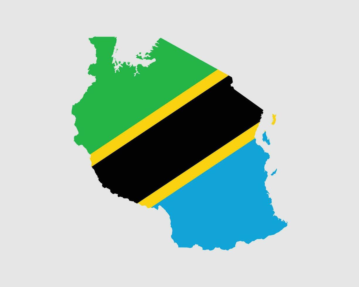 Tanzania Flag Map. Map of the United Republic of Tanzania with the Tanzanian country banner. Vector Illustration.