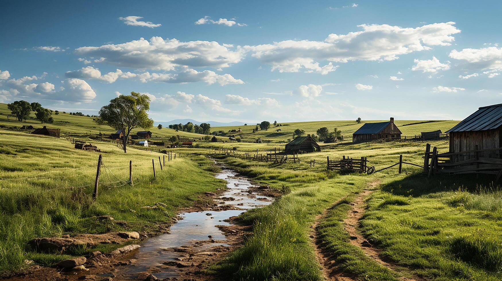 farm in sub urban at afternoon, ultra realistic, smooth lighting made by AI generative photo