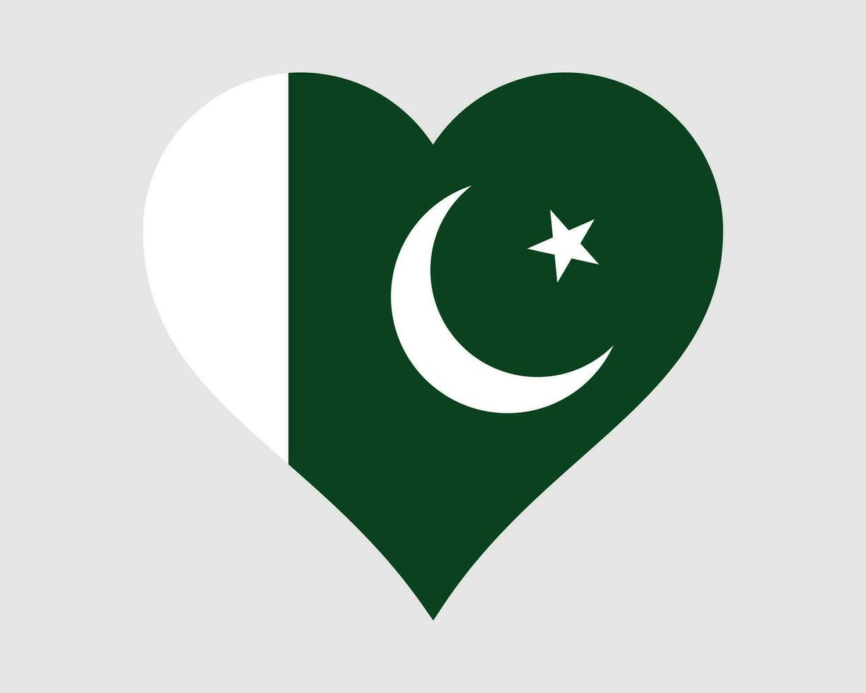 Pakistan Heart Flag. Pakistani Love Shape Country Nation National Flag. Islamic Republic of Pakistan Banner Icon Sign Symbol. EPS Vector Illustration.