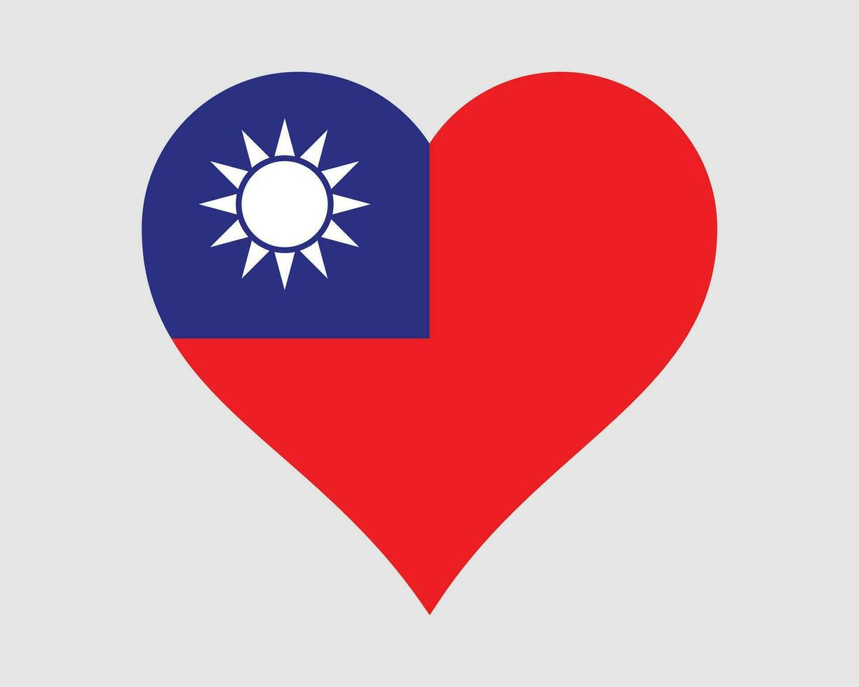 Taiwan Heart Flag. Taiwanese Love Shape Country Nation National Flag. Republic of China Banner Icon Sign Symbol. EPS Vector Illustration.