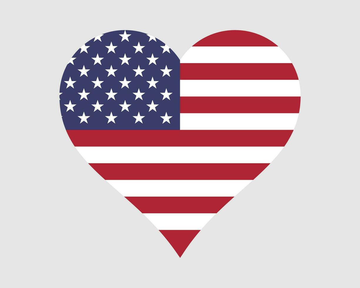 USA Heart Flag. United States of America Love Shape Country Nation National Flag. American Banner Icon Sign Symbol. EPS Vector Illustration.
