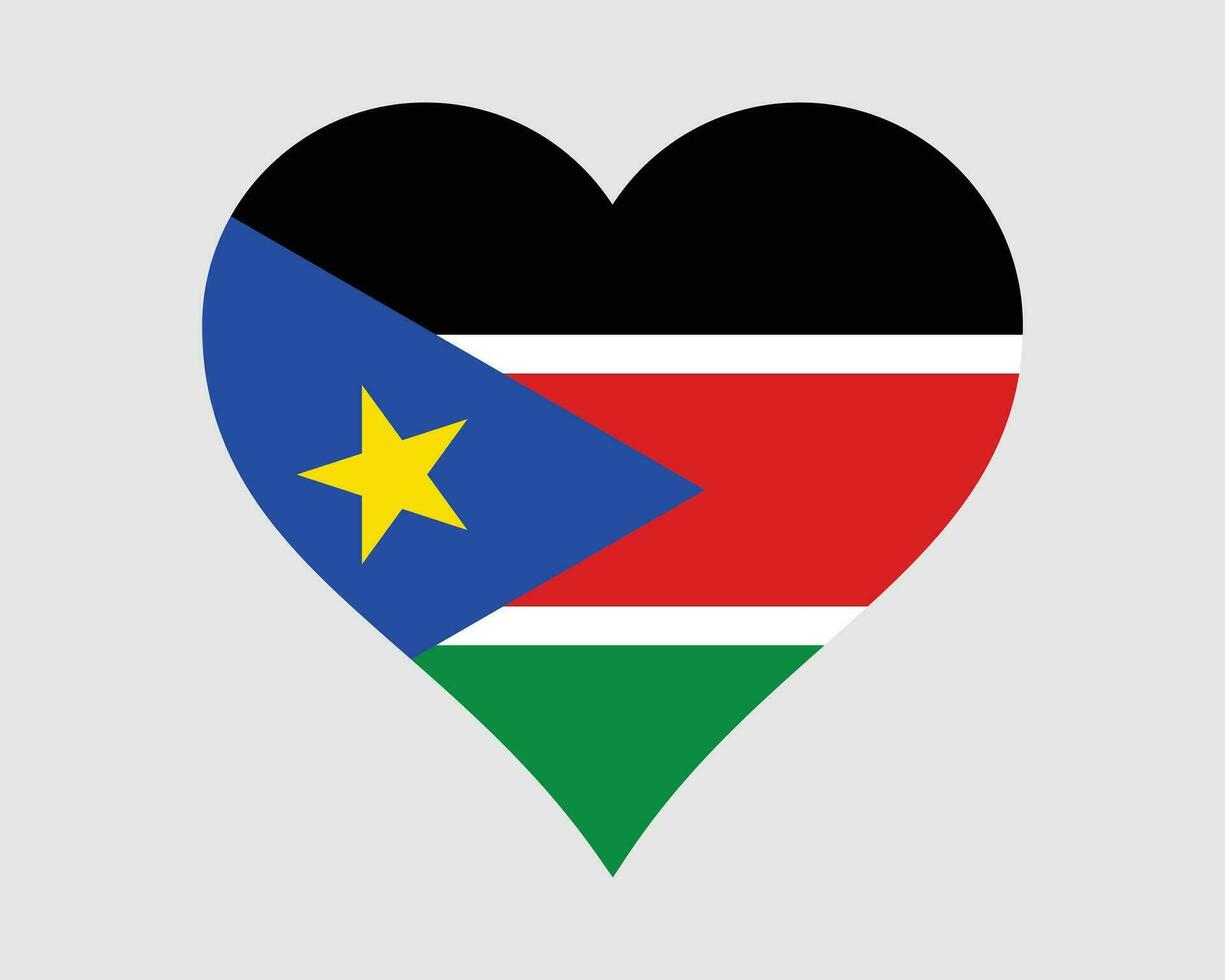 South Sudan Heart Flag. South Sudanese Love Shape Country Nation National Flag. Republic of South Sudan Banner Icon Sign Symbol. EPS Vector Illustration.