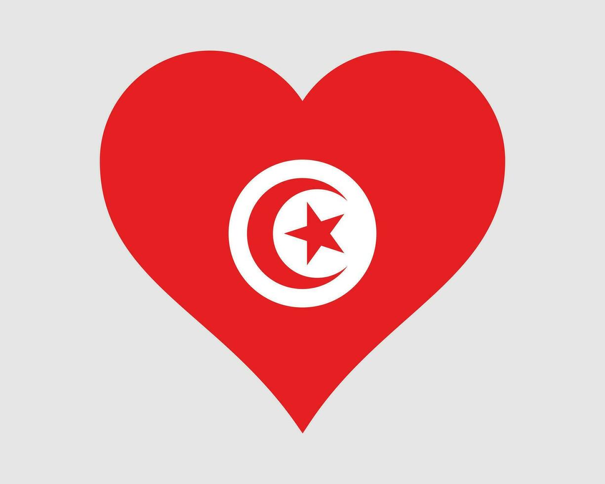Tunisia Heart Flag. Tunisian Love Shape Country Nation National Flag. Republic of Tunisia Banner Icon Sign Symbol. EPS Vector Illustration.