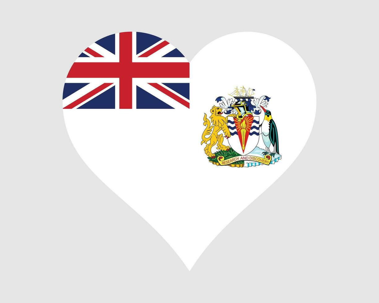 británico antártico territorio corazón bandera. murciélago amor forma bandera. británico antártico territorio bandera icono firmar símbolo clipart. eps vector ilustración.