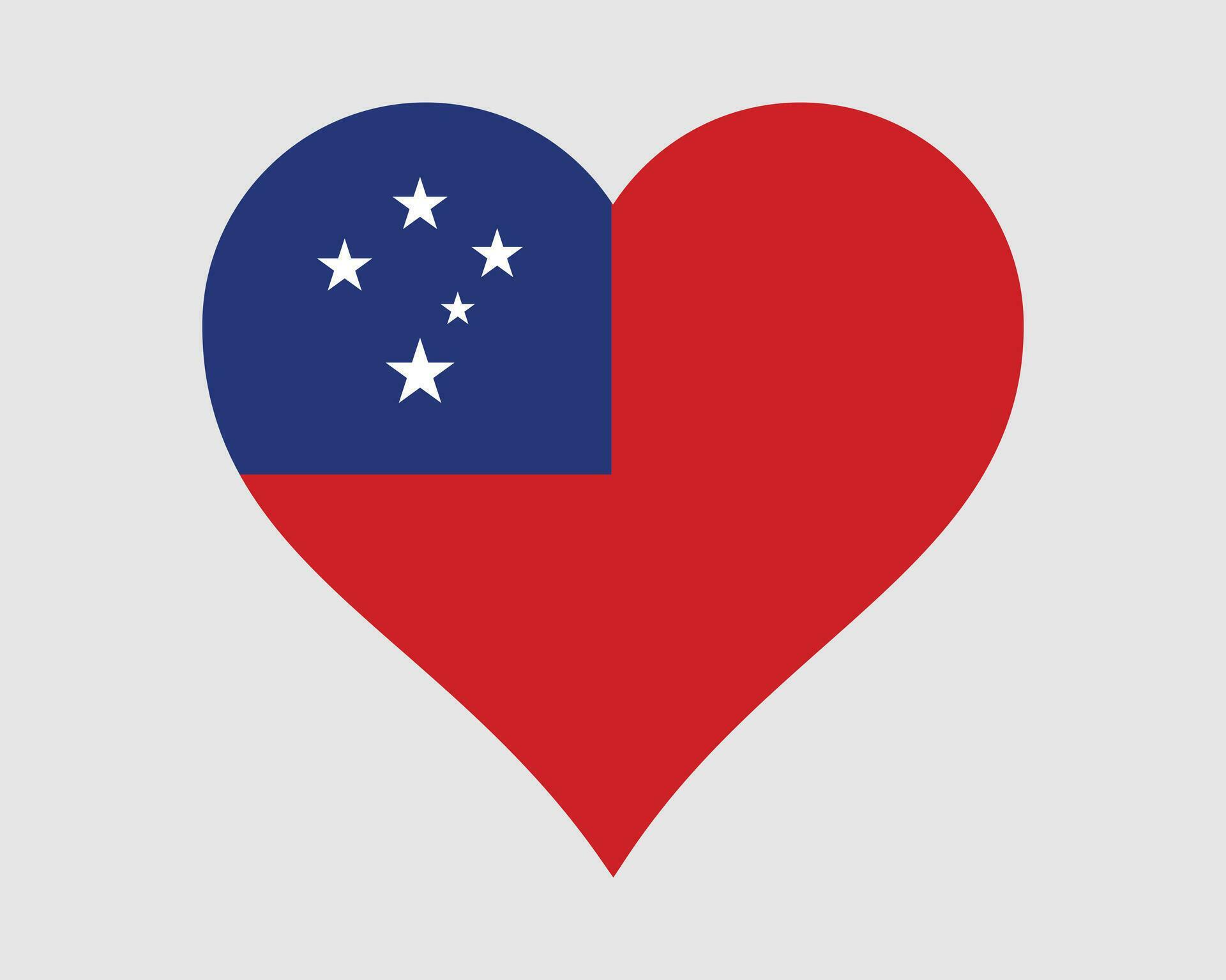Samoa Heart Flag. Western Samoan Love Shape Country Nation National 