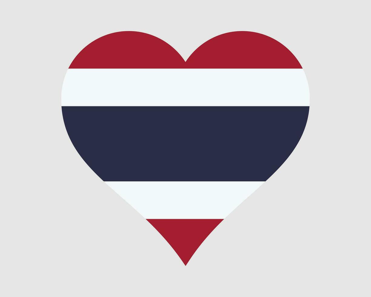 Thailand Heart Flag. Thai Love Shape Country Nation National Flag. Kingdom of Thailand Banner Icon Sign Symbol. EPS Vector Illustration.