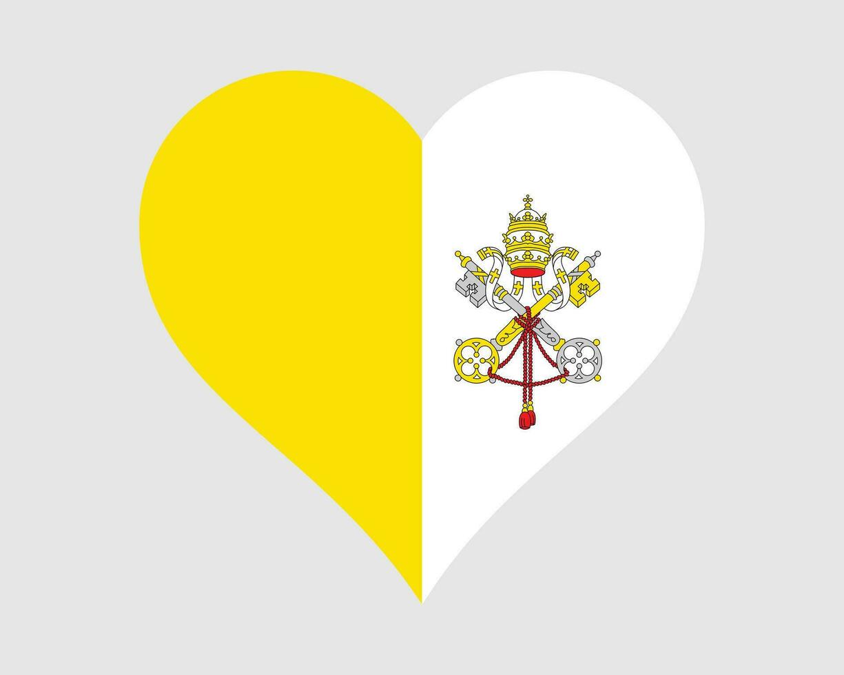 Vatican City Heart Flag. Holy See Love Shape Country Nation National Flag. Vatican City State Banner Icon Sign Symbol. EPS Vector Illustration.