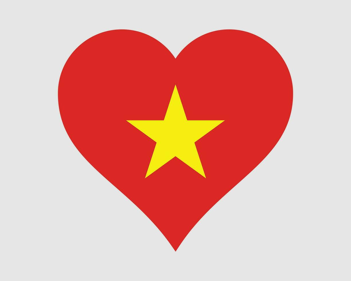 Vietnam Heart Flag. Vietnamese Love Shape Country Nation National Flag. Socialist Republic of Vietnam Banner Icon Sign Symbol. EPS Vector Illustration.