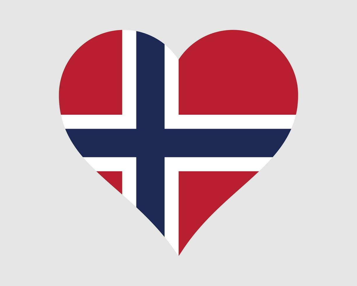Norway Heart Flag. Norwegian Love Shape Country Nation National Flag. Kingdom of Norway Banner Icon Sign Symbol. EPS Vector Illustration.