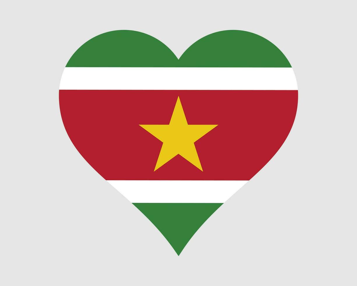 Suriname Heart Flag. Surinam Love Shape Country Nation National Flag. Republic of Suriname Banner Icon Sign Symbol. EPS Vector Illustration.