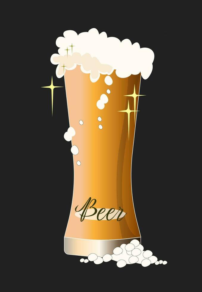 Beer mug with foam. Glass mug detailed, oktoberfest theme, bar, pub and drinking alkohol vector