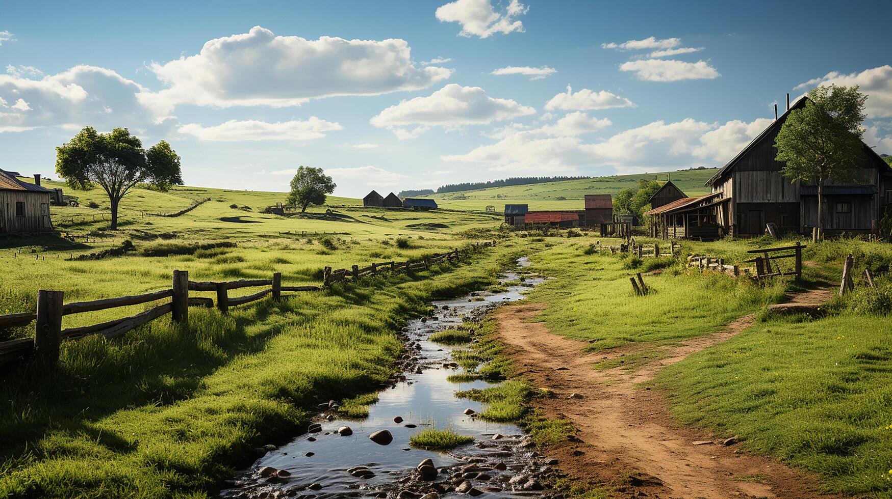 granja en sub urbano a tarde, ultra realista, suave Encendiendo hecho por ai generativo foto