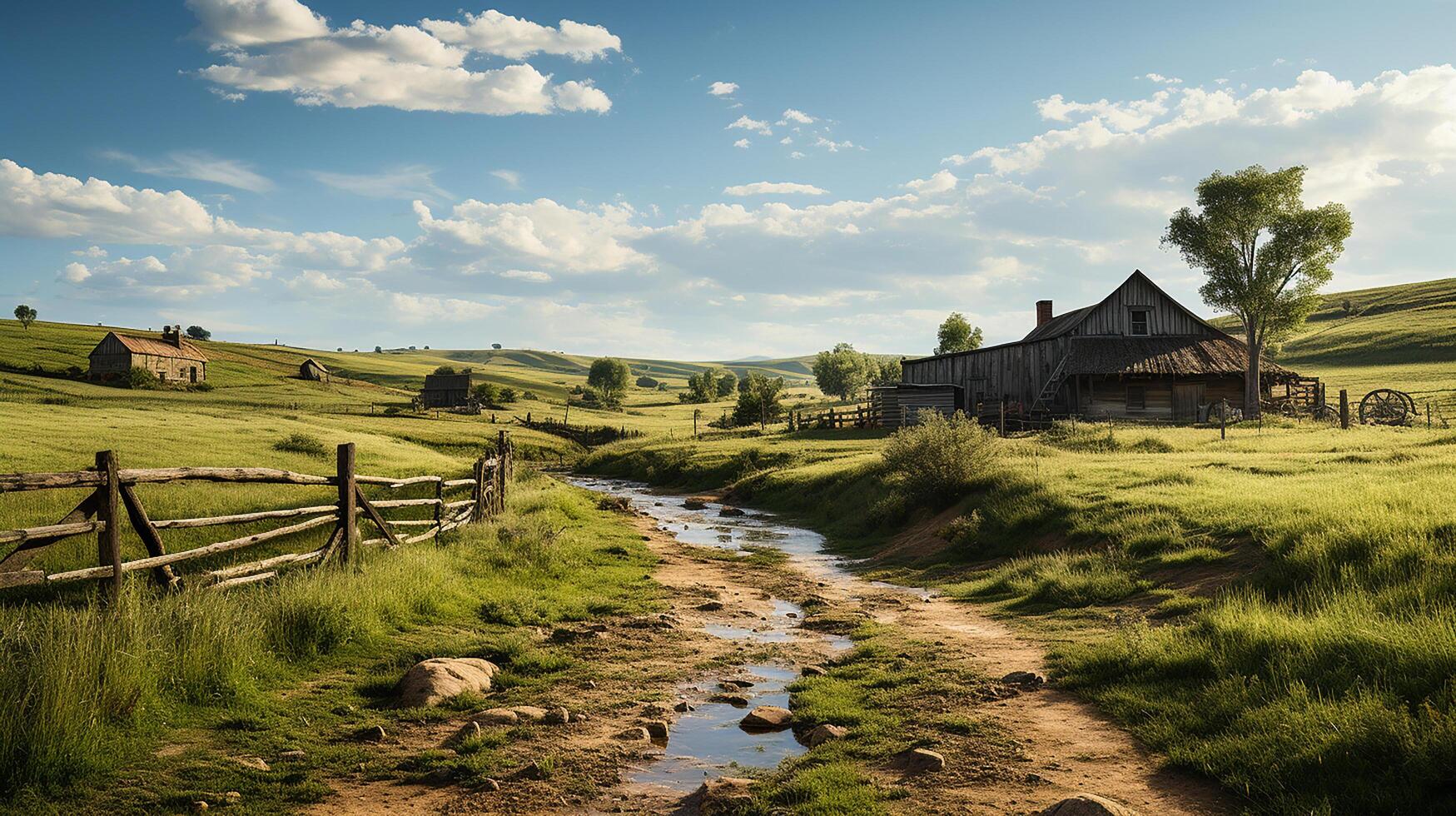 farm in sub urban at afternoon, ultra realistic, smooth lighting made by photo