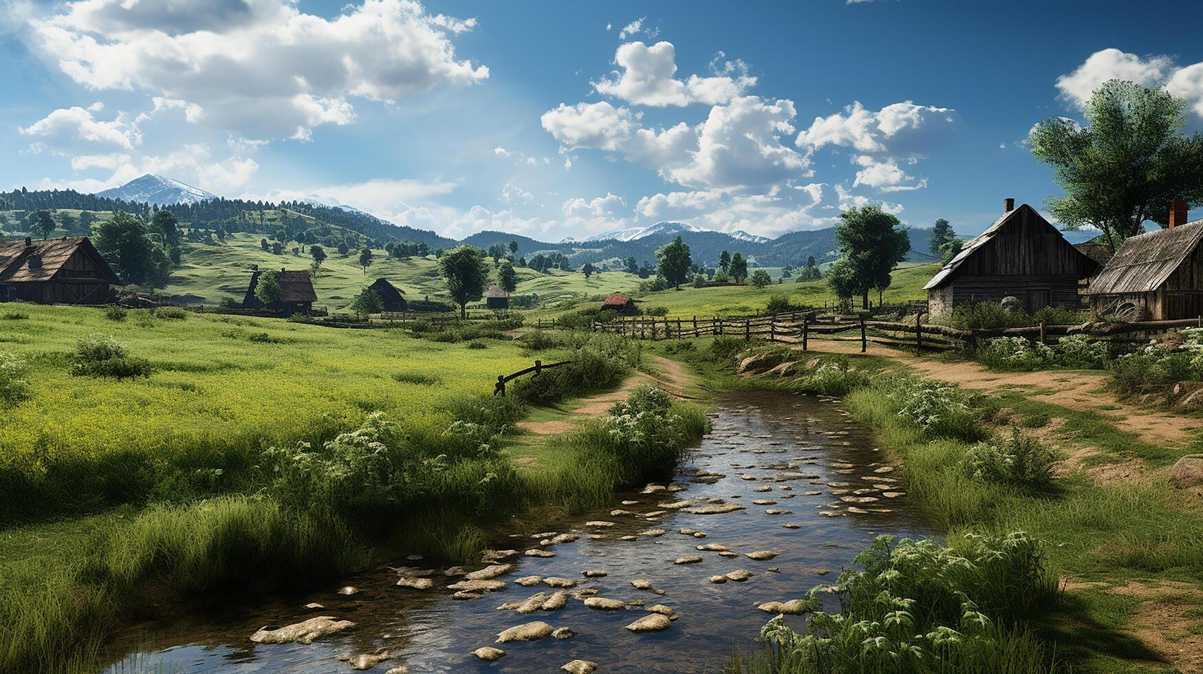 farm in sub urban at afternoon, ultra realistic, smooth lighting made by photo