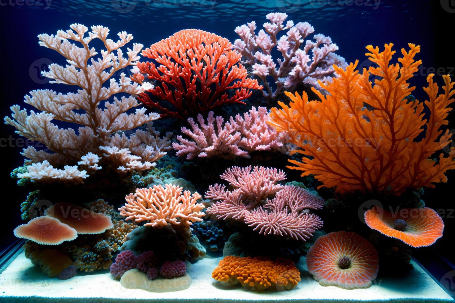 An Aquarium Filled With Lots Of Different Types Of Corals. photo