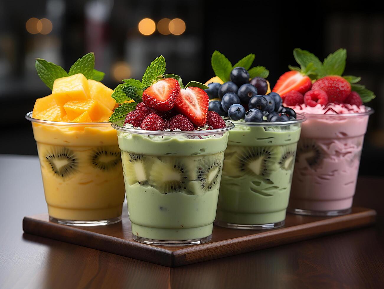 photography of bowl smoothies in cafe made with photo