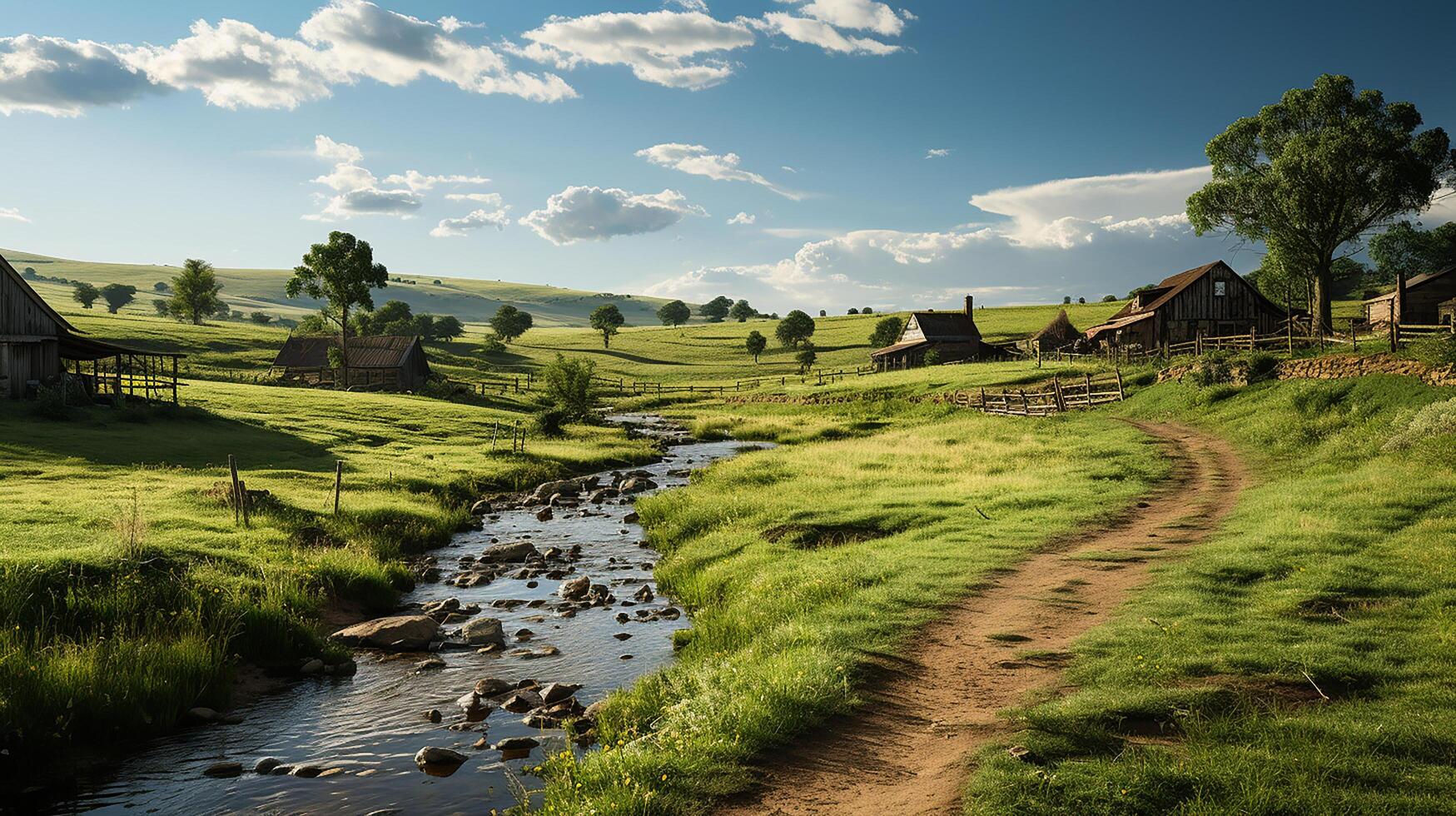farm in sub urban at afternoon, ultra realistic, smooth lighting made by photo