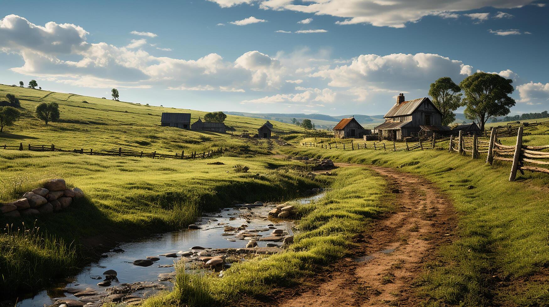 farm in sub urban at afternoon, ultra realistic, smooth lighting made by photo