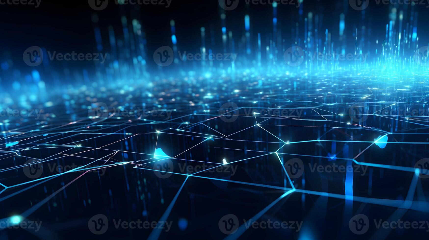 abstract technology background with circuit board and blue lights digital communication line concept graphic, hardware computer tech integrated energy design information internet . photo