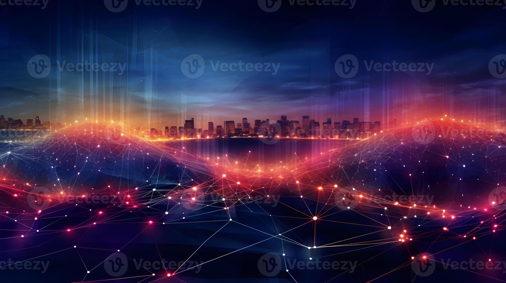 technology futuristic Network connection concept with connecting glowing dots and lines circuit background . photo