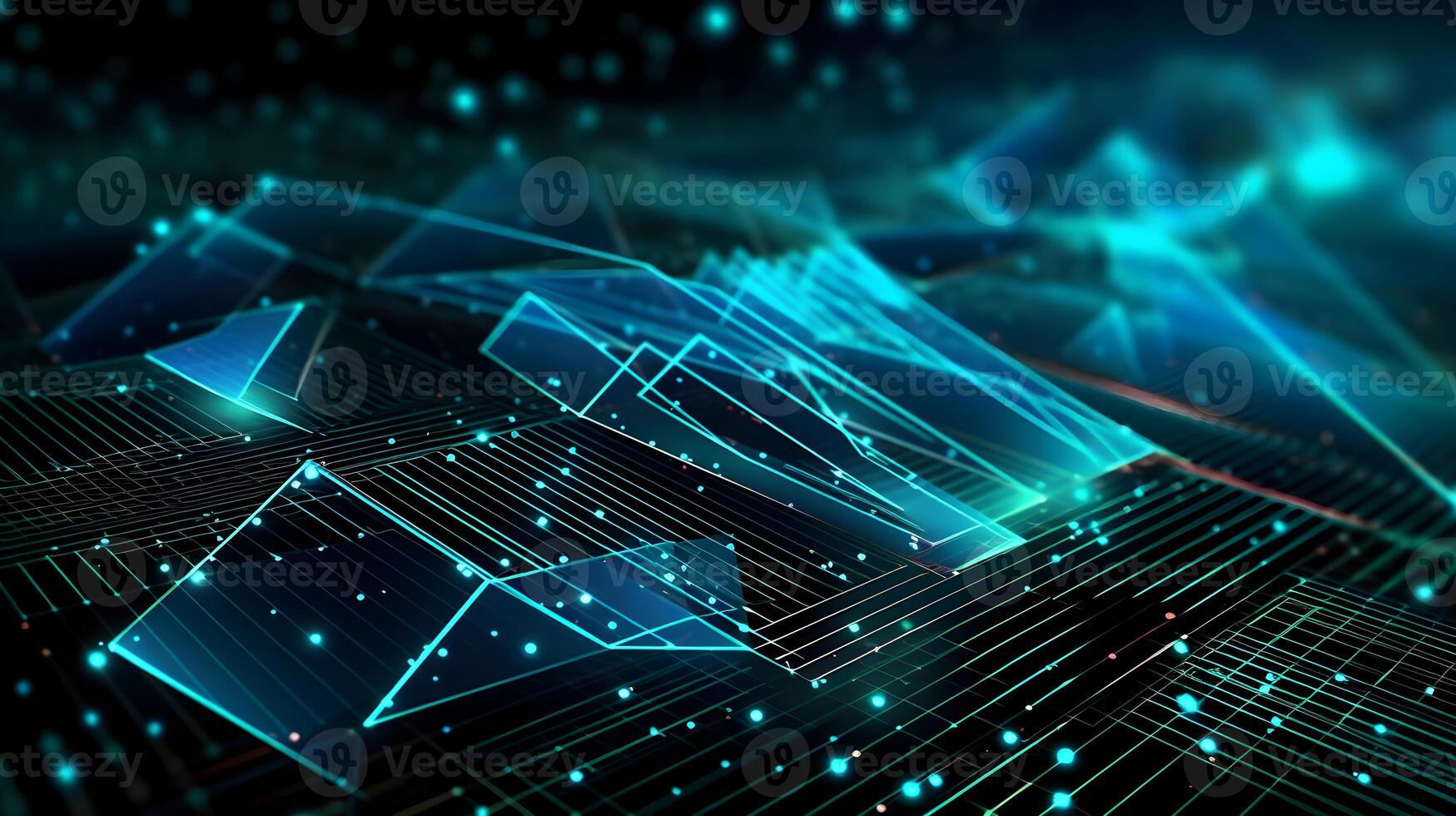 technology futuristic Network connection concept with connecting glowing dots and lines circuit background . photo
