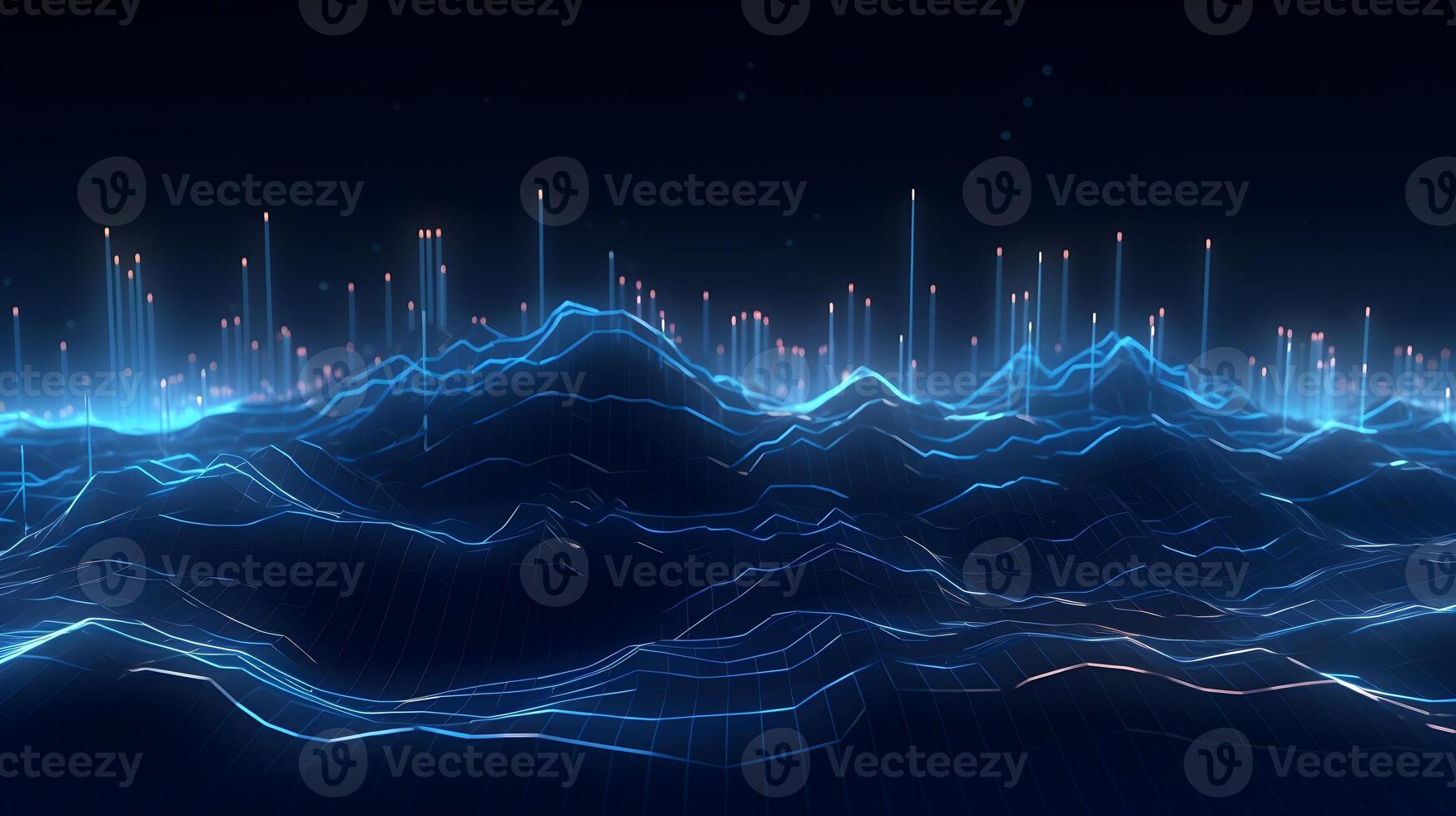abstract technology background with circuit board and blue lights digital communication line concept graphic, hardware computer tech integrated energy design information internet . photo