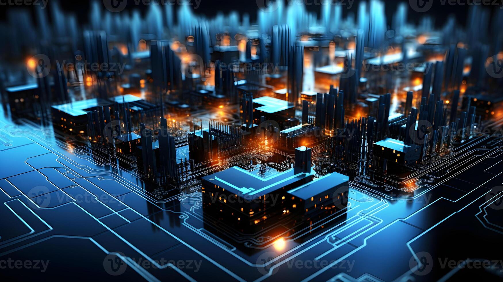technology futuristic Network connection concept with connecting glowing dots and lines circuit background . photo
