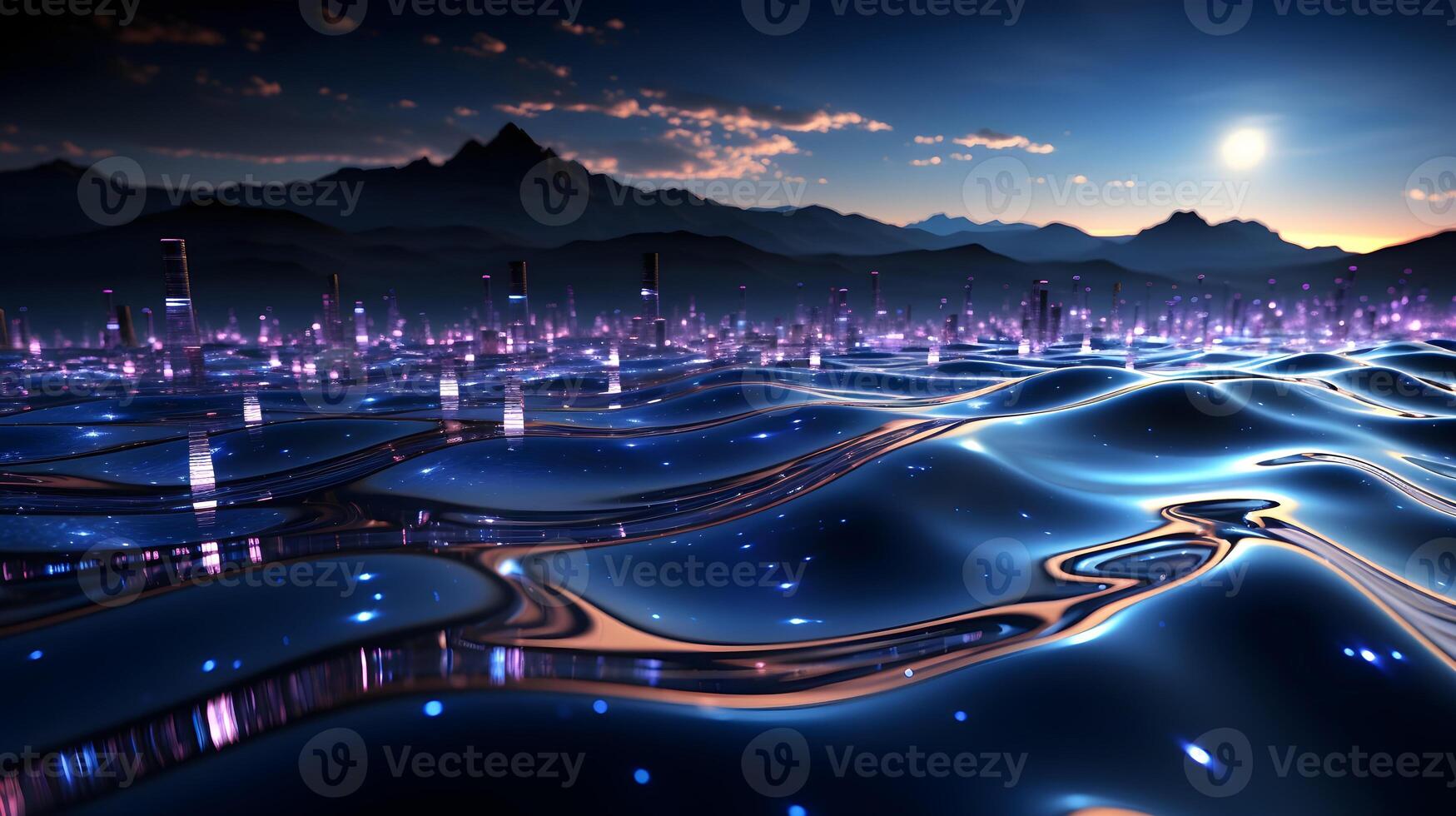technology futuristic Network connection concept with connecting glowing dots and lines circuit background . photo
