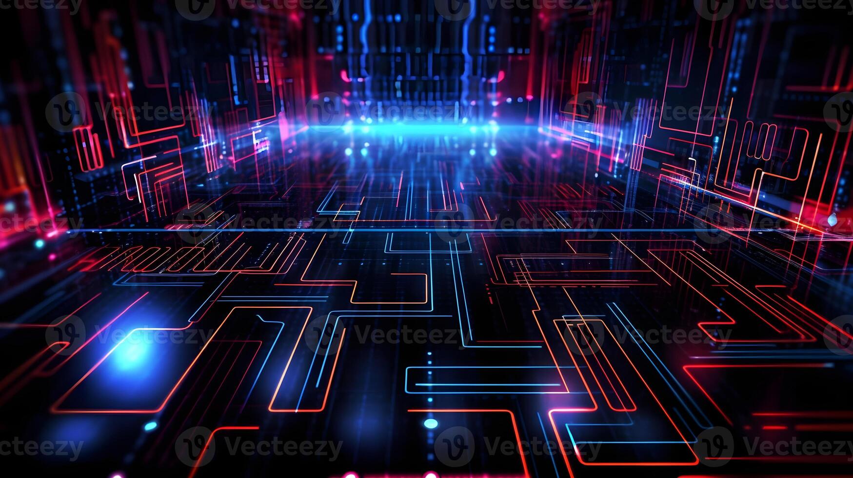 technology futuristic Network connection concept with connecting glowing dots and lines circuit background . photo