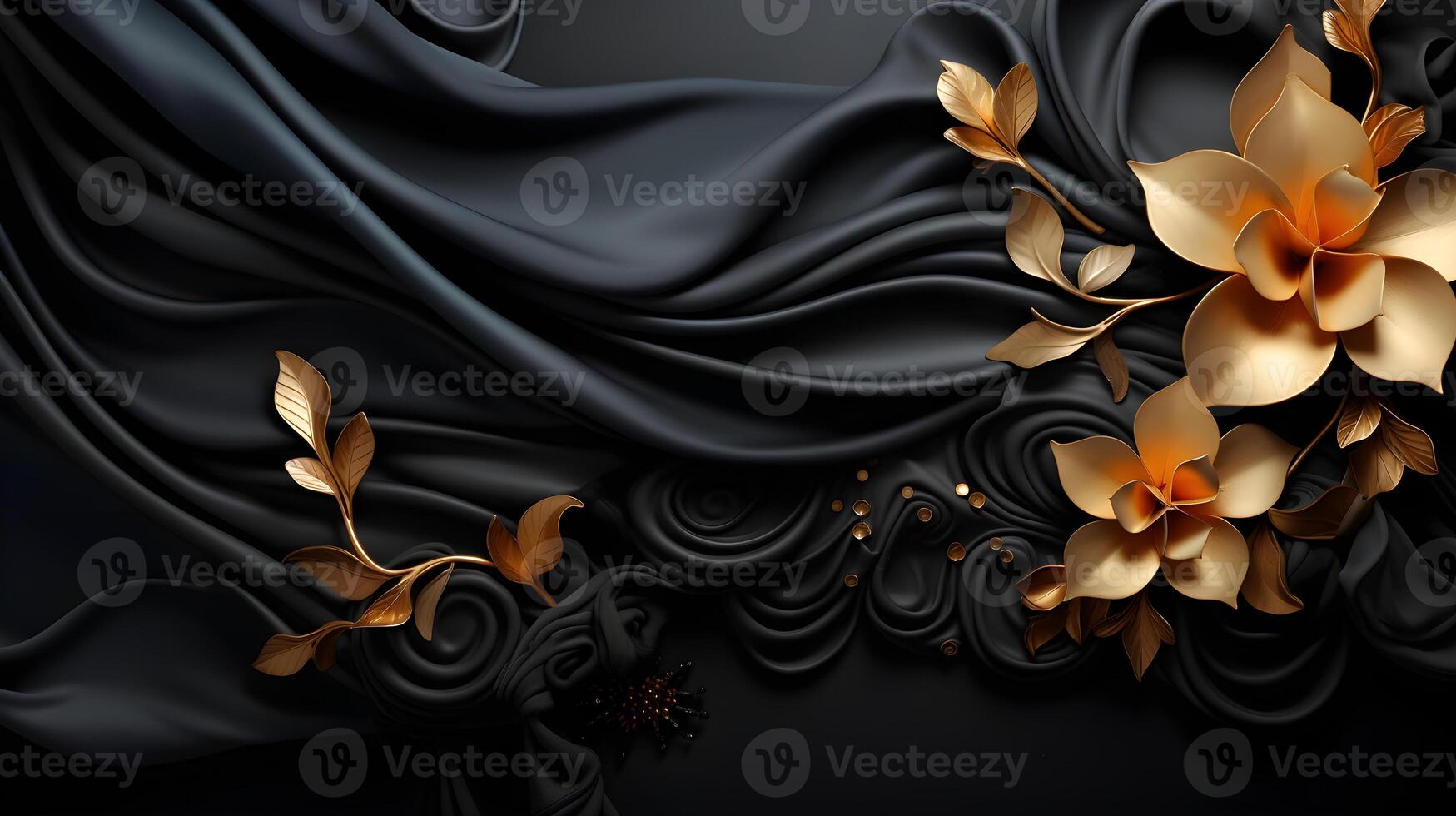 black luxury abstract background with lines and waves golden elegant texture backdrop . photo