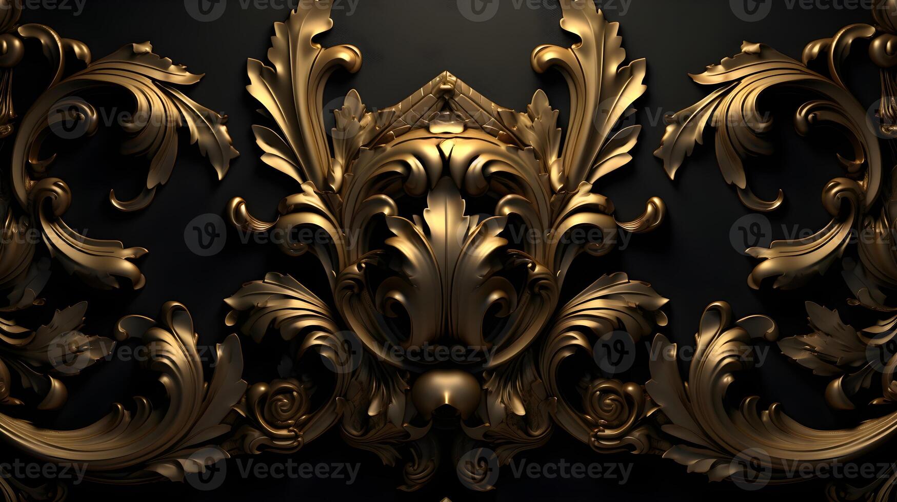 black luxury abstract background with lines and waves golden elegant texture backdrop generative Ai. photo