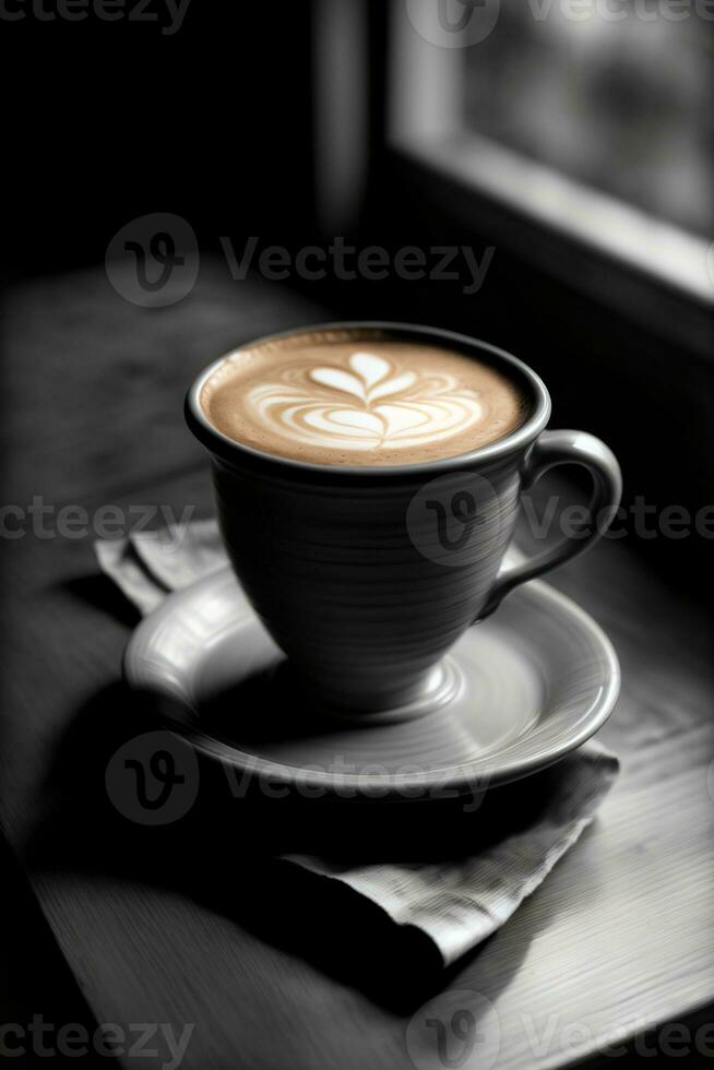 A Cup Of Coffee Sitting On Top Of A Saucer. AI Generated photo