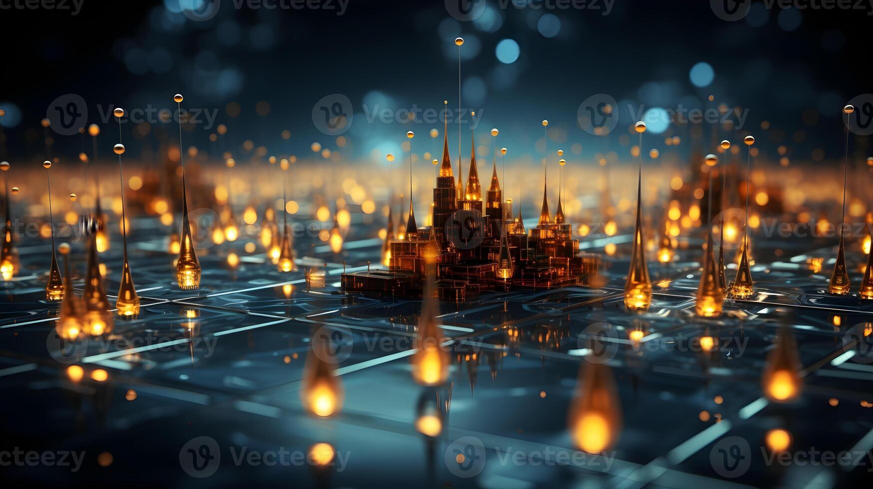 technology futuristic Network connection concept with connecting glowing dots and lines circuit background . photo