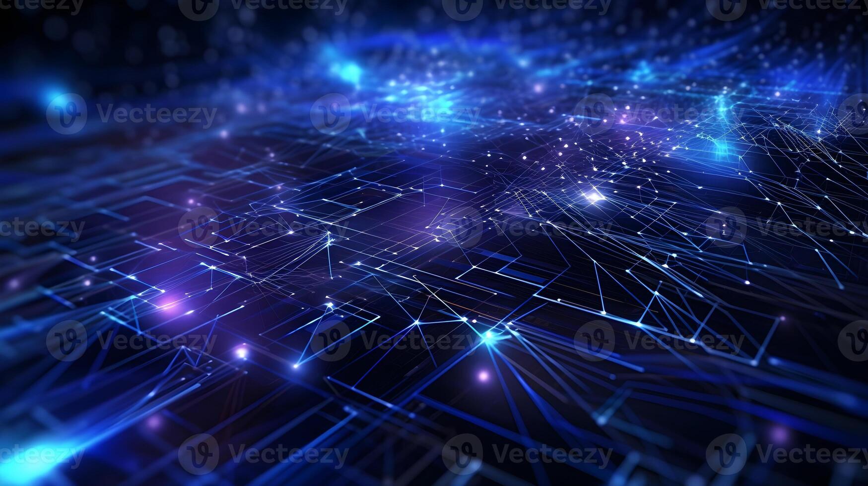 abstract technology background with circuit board and blue lights digital communication line concept graphic, hardware computer tech integrated energy design information internet . photo