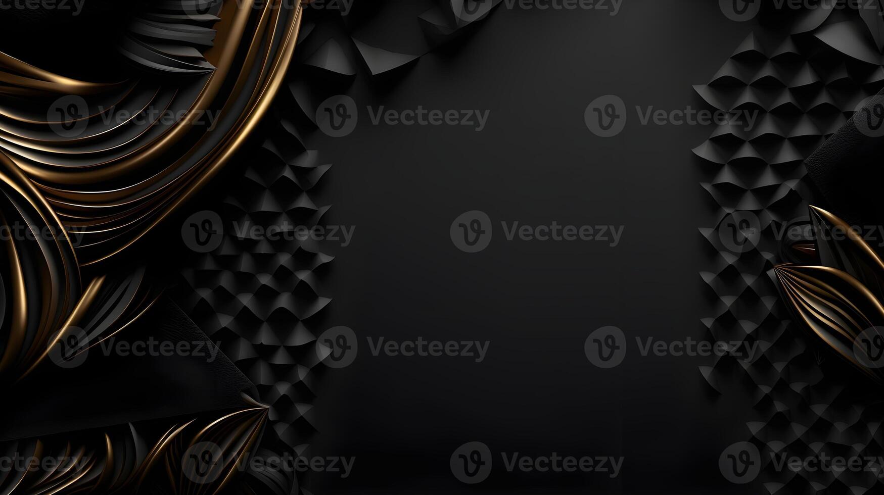 black luxury abstract background with lines and waves golden elegant texture backdrop . photo
