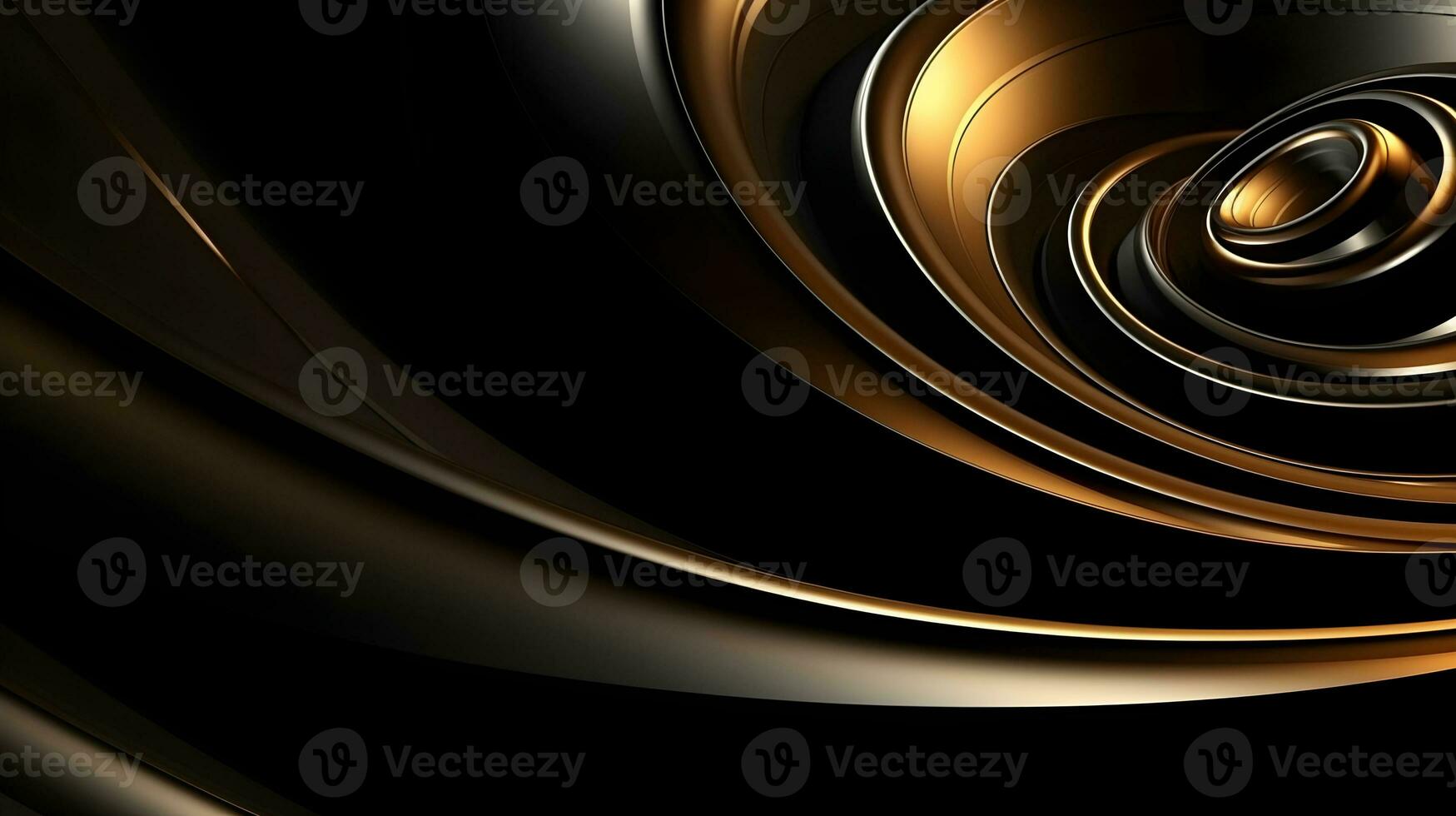 black luxury abstract background with lines and waves golden elegant texture backdrop generative Ai. photo
