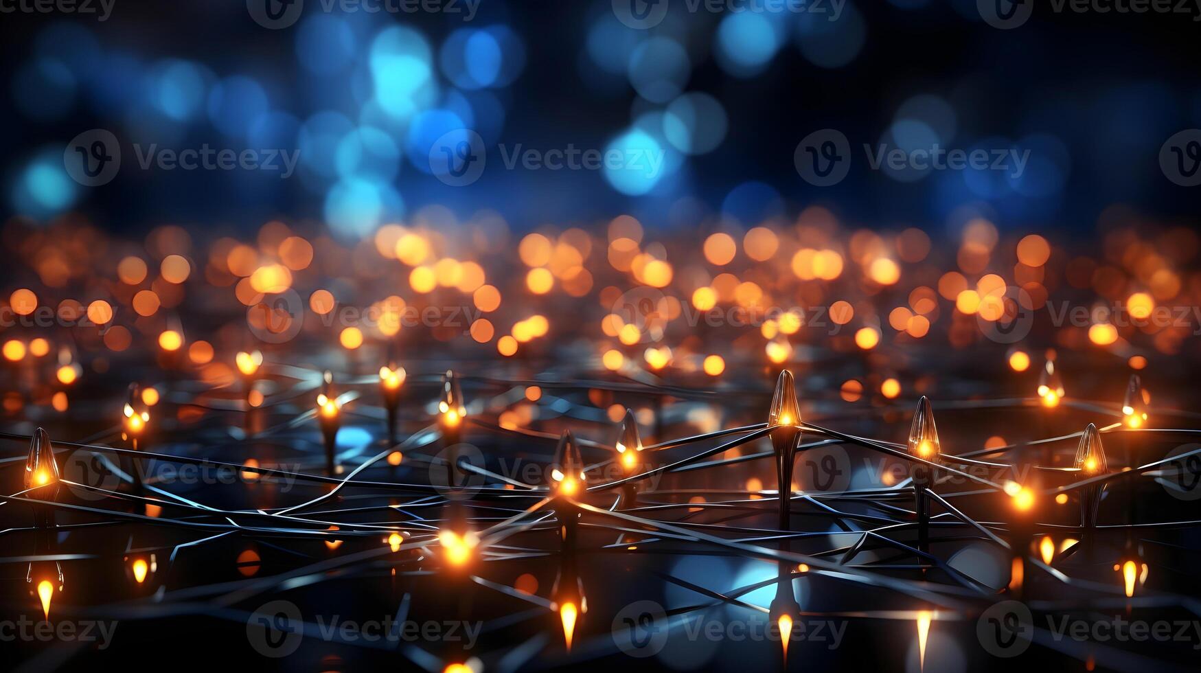 technology futuristic Network connection concept with connecting glowing dots and lines circuit background generative Ai. photo