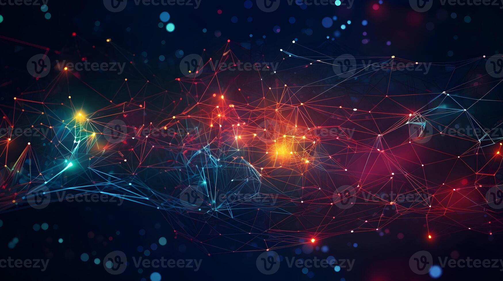 technology futuristic Network connection concept with connecting glowing dots and lines circuit background . photo