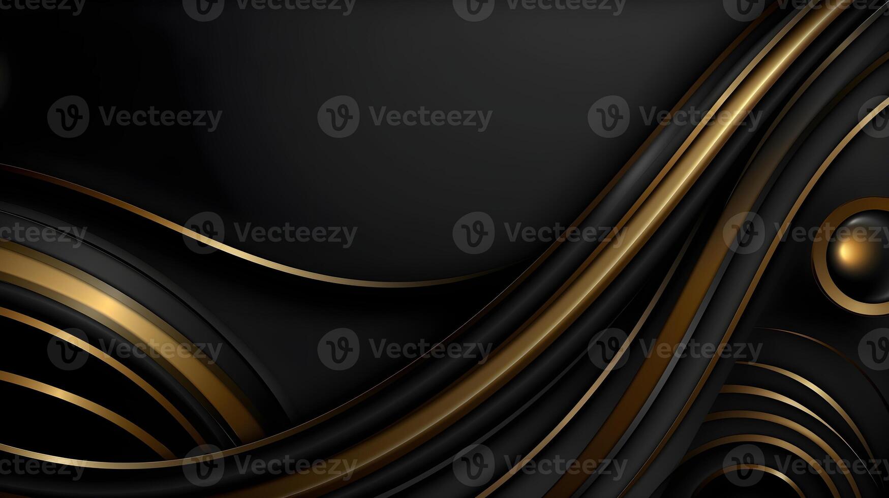 black luxury abstract background with lines and waves golden elegant texture backdrop . photo