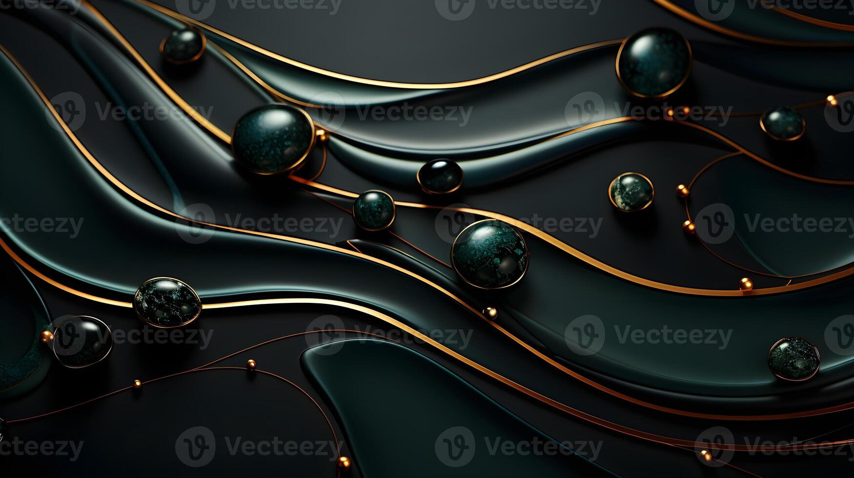 black luxury abstract background with lines and waves golden elegant texture backdrop . photo