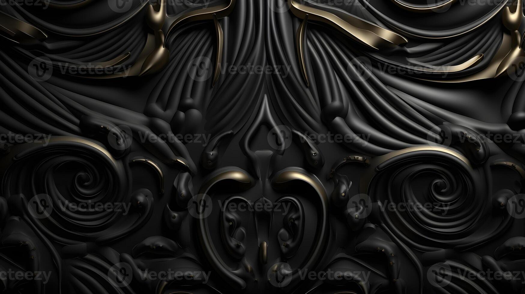 black luxury abstract background with lines and waves golden elegant texture backdrop generative Ai. photo