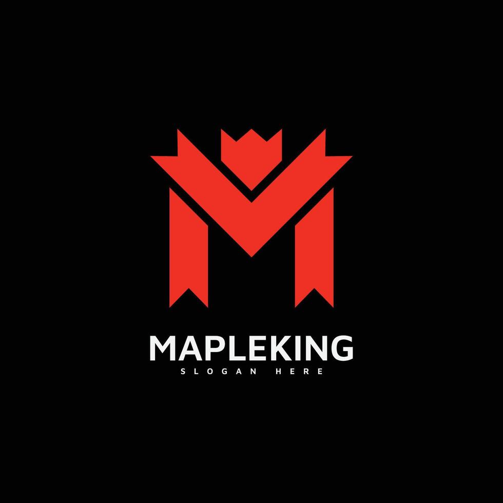 M latter maple leaf king logo vector